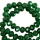 Faceted glass beads 8x6mm disc Fairway green-pearl shine coating